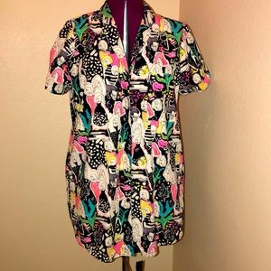 Zara Printed Blouse/Mini Dress - Size Large